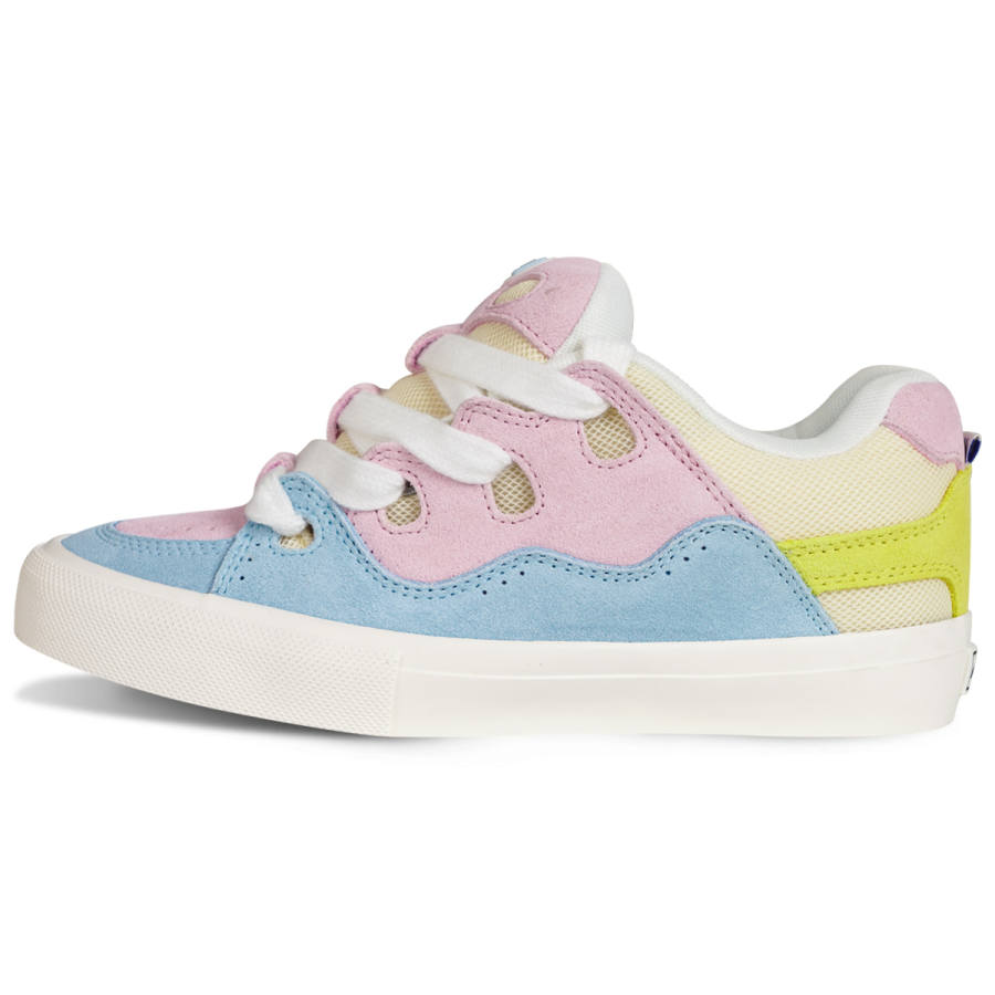 Ollieskate Fabric Low top Skateboard Shoes Unisex Blue Pink Yellow