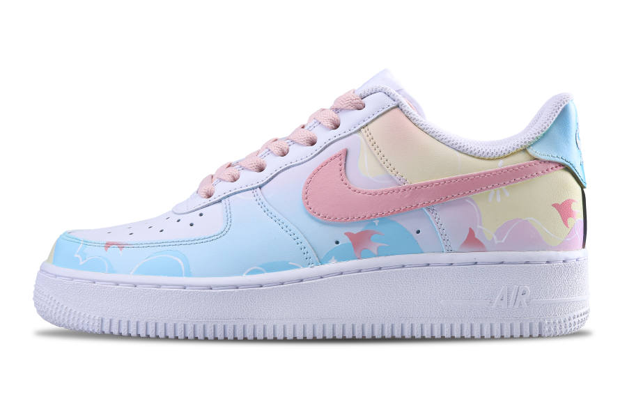 Nike Nike Air Force 1 Magpie Knows The Wind Abrasion Resistant Low top Skateboard Shoes Women's Pink Blue