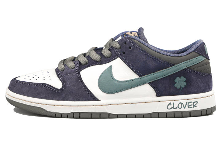 Nike Nike Dunk SB 'Light Carbon' RISK Four Leaf Clover Trendy Low top Skateboard Shoes Unisex Navy Blue