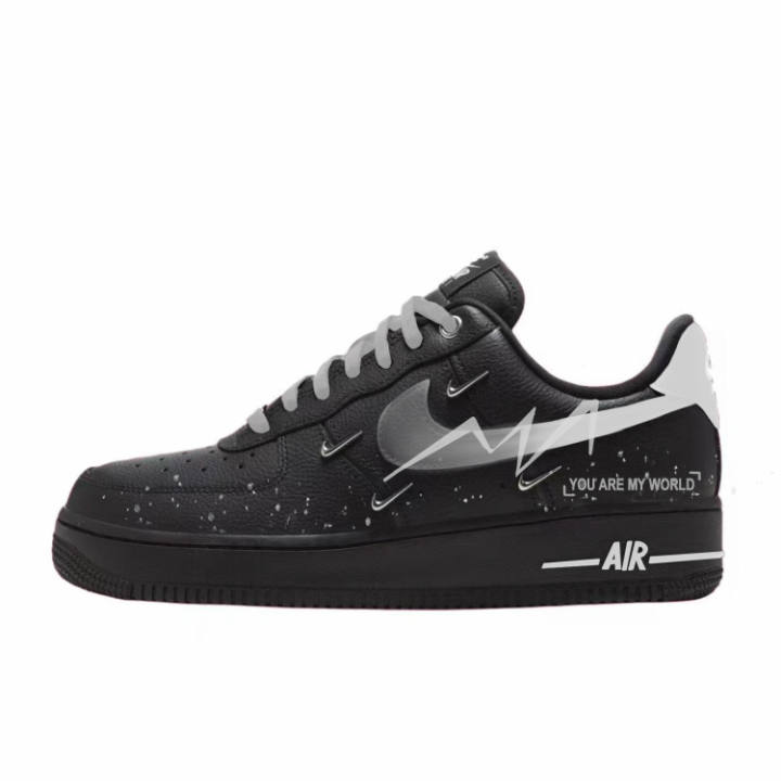 Nike Nike Air Force 1 Abrasion Resistant Low top Skateboard Shoes Women's Black Gray