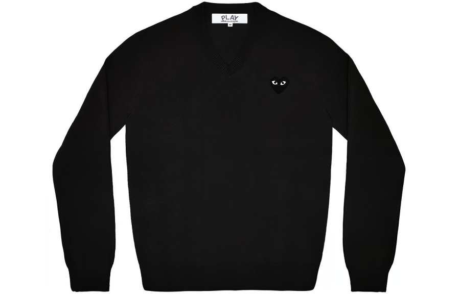 CDG Play CDG Play Sweaters Unisex Black V Neck Moderate