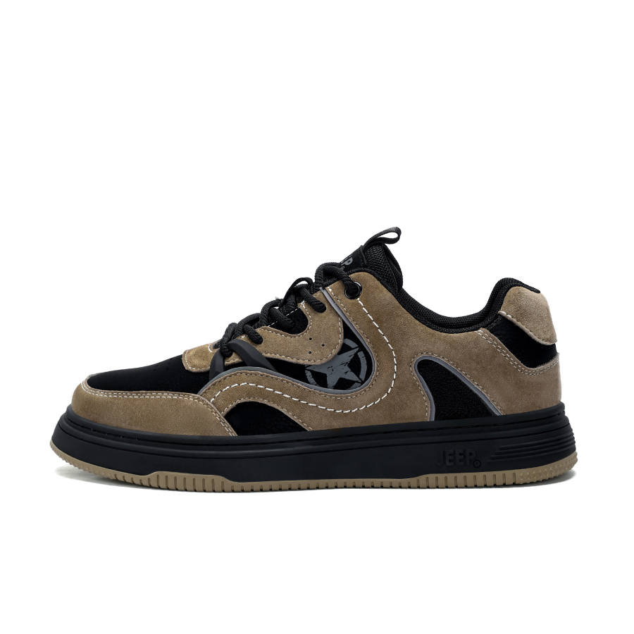 JEEP SPIRIT Abrasion Resistant Lightweight Breathable Height Increasing Low top Skateboard Shoes Men's Cuba Brown