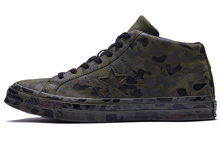 Converse One Star Retro Mid Tops Skateboarding Shoes Unisex Camouflage Green