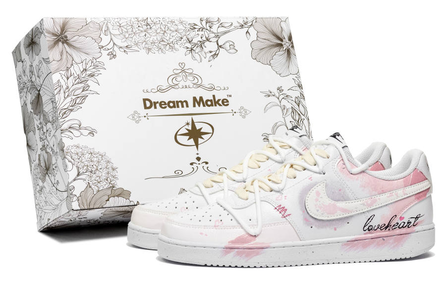 Nike Nike Court Vision 1 Perfect Lover Abrasion Resistant Abrasion Resistant Low top Skateboard Shoes Unisex White Pink