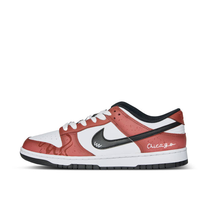 Nike Nike Dunk Hot Chicago Abrasion Resistant Abrasion Resistant Low top Skateboard Shoes Unisex Red White