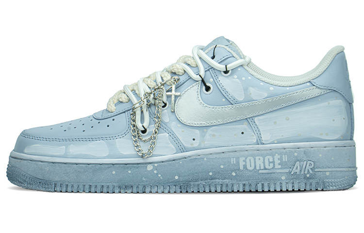 Nike Nike Air Force 1 07 Leather Slip Resistant Abrasion Resistant Low top Skateboard Shoes Women's Blue