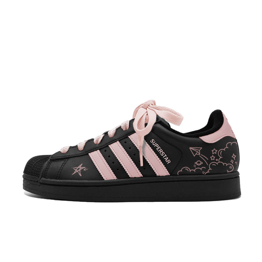 Adidas Originals Superstar 2 Fairy Tale Town Leather Thermal Abrasion Resistant Low top Skateboard Shoes Unisex Pink