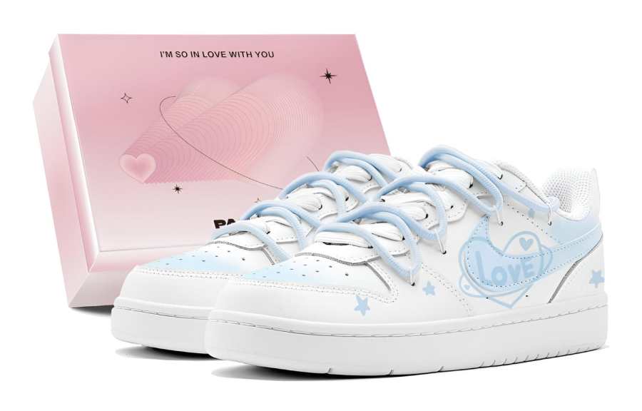 Nike Nike Court Borough GS Couple's, Romantic Privileges, Ice Love Planet Low top Skateboard Shoes Women's Blue