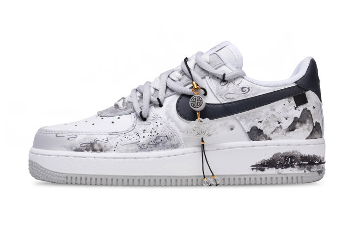 Nike Nike Air Force 1 Ink Slip Resistant Low top Skateboard Shoes Men's White Gray