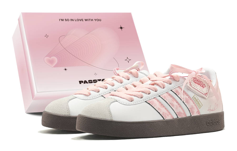 Adidas Adidas Vl Court Classic Romantic Treatment, Pink Butterfly Love, Refreshing, Soft Versatile, Elegance Minimalist Style