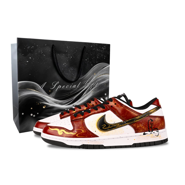 Nike Nike Dunk Rui Ma Gilded Abrasion Resistant Low top Skateboard Shoes Men's Burgundy