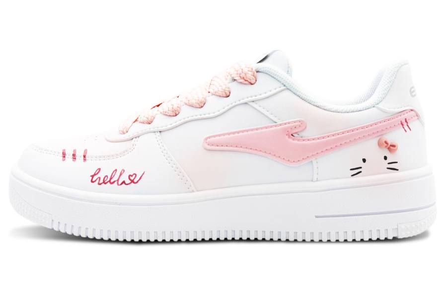 Erke Skateboard Slip Resistant, Waterproof, Lightweight Low top Skateboard Shoes Unisex White Pink