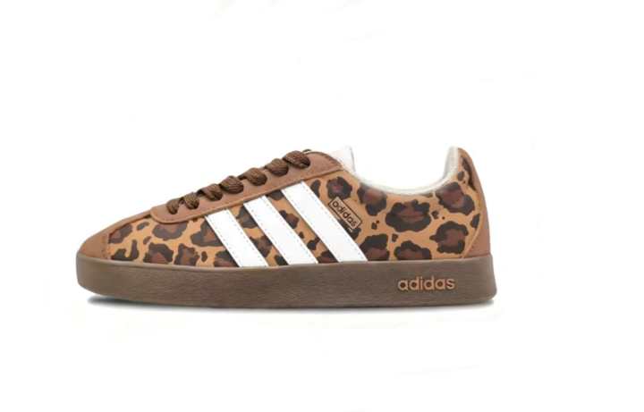Adidas Adidas VL COURT 2.0 White Leopard Print Breathable Low top Skateboard Shoes Unisex Brown White