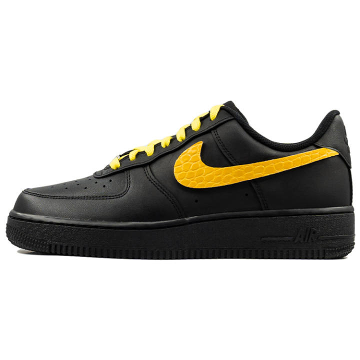 Nike Nike Air Force 1 Slip Resistant Abrasion Resistant Low top Skateboard Shoes Unisex Black Yellow