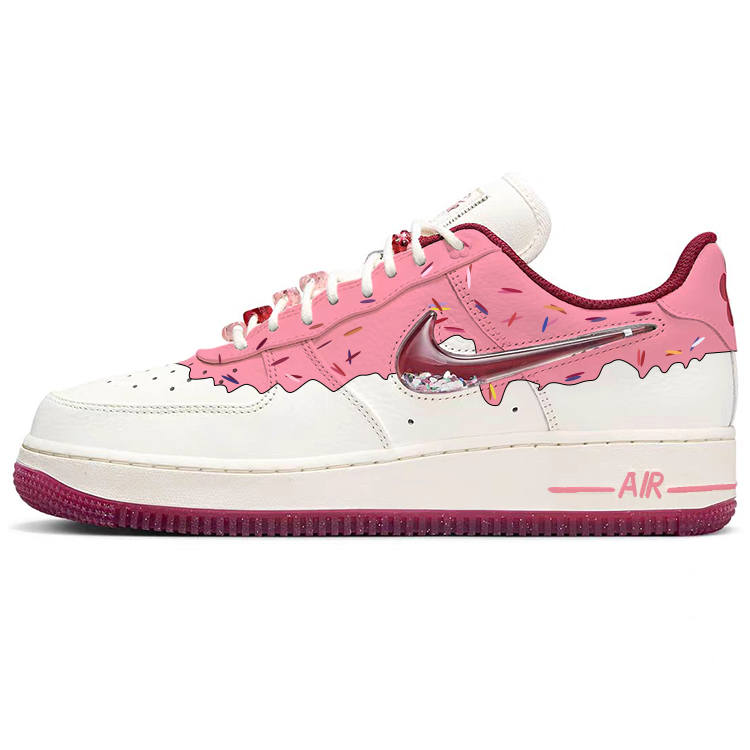 Nike Nike Air Force 1 Slip Resistant Cushioning Abrasion Resistant Low top Skateboard Shoes Women's White Pink