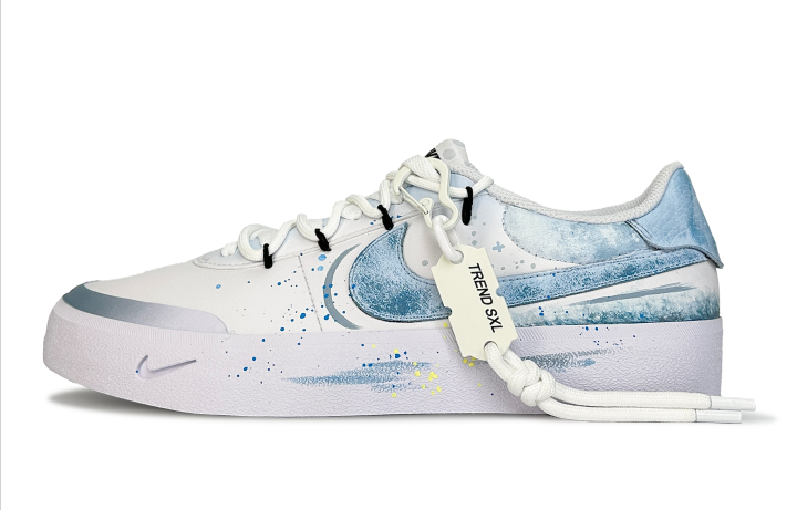Nike Nike Court Shot Shimmery Cat, Existentialism Slip Resistant Low top Skateboard Shoes Unisex Blue