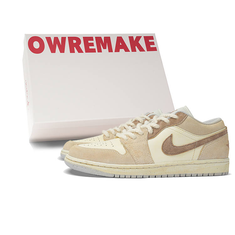 Jordan Jordan Air Jordan 1 Low top Skateboard Shoes Unisex Beige Brown