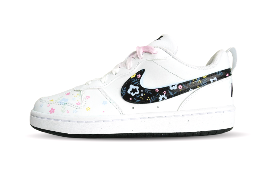 Nike Nike Court Borough Golden Years Synthetic Leather Cushioning, Wear Resistant Low top Skateboard Shoes Women's Blue Pink