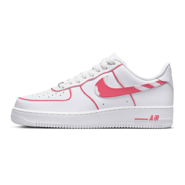 Nike Nike Air Force 1 Deep Red Peach Slip Resistant Abrasion Resistant Low top Skateboard Shoes Unisex Red White