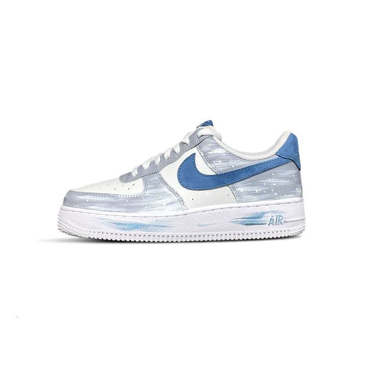 Nike Nike Air Force 1 Tower Rabbit Cushioning, Wear Resistant Low top Skateboard Shoes Unisex Blue Gray