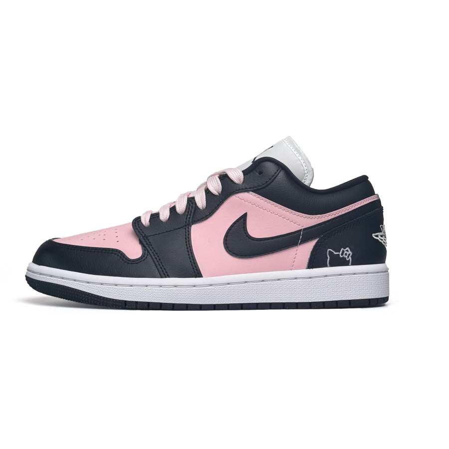 Jordan Jordan Air Jordan 1 Dreamy Pink Kitty Abrasion Resistant Slip Resistant Low top Skateboard Shoes Unisex Black Pink