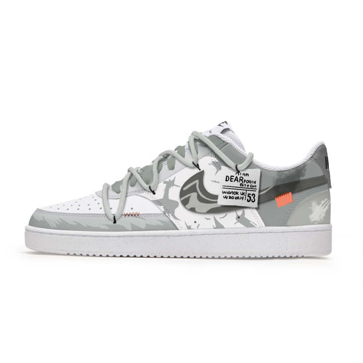 Nike Nike Court Vision 1 Free Panda, Void Slip Resistant Abrasion Resistant Low top Skateboard Shoes Men's Gray White