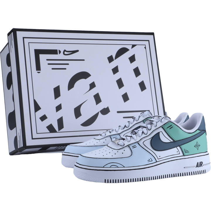 Nike Nike Air Force 1 07 Leather Slip Resistant Abrasion Resistant Low top Skateboard Shoes Men's White Green