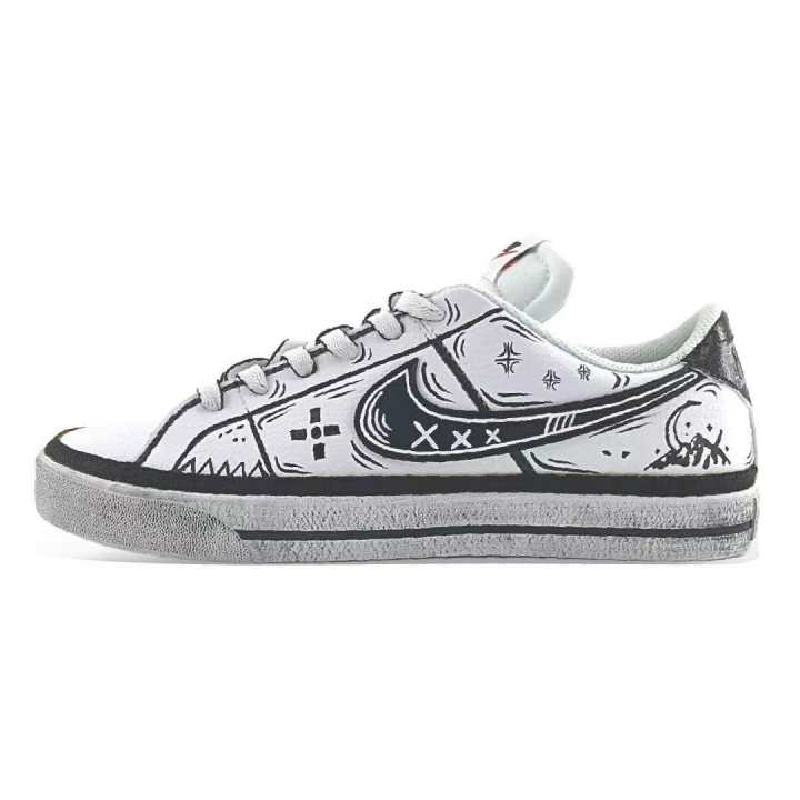 Nike Nike Court Legacy Black White Dimension Leather Abrasion Resistant Lightweight Wear resistant And Lightweight Low top
