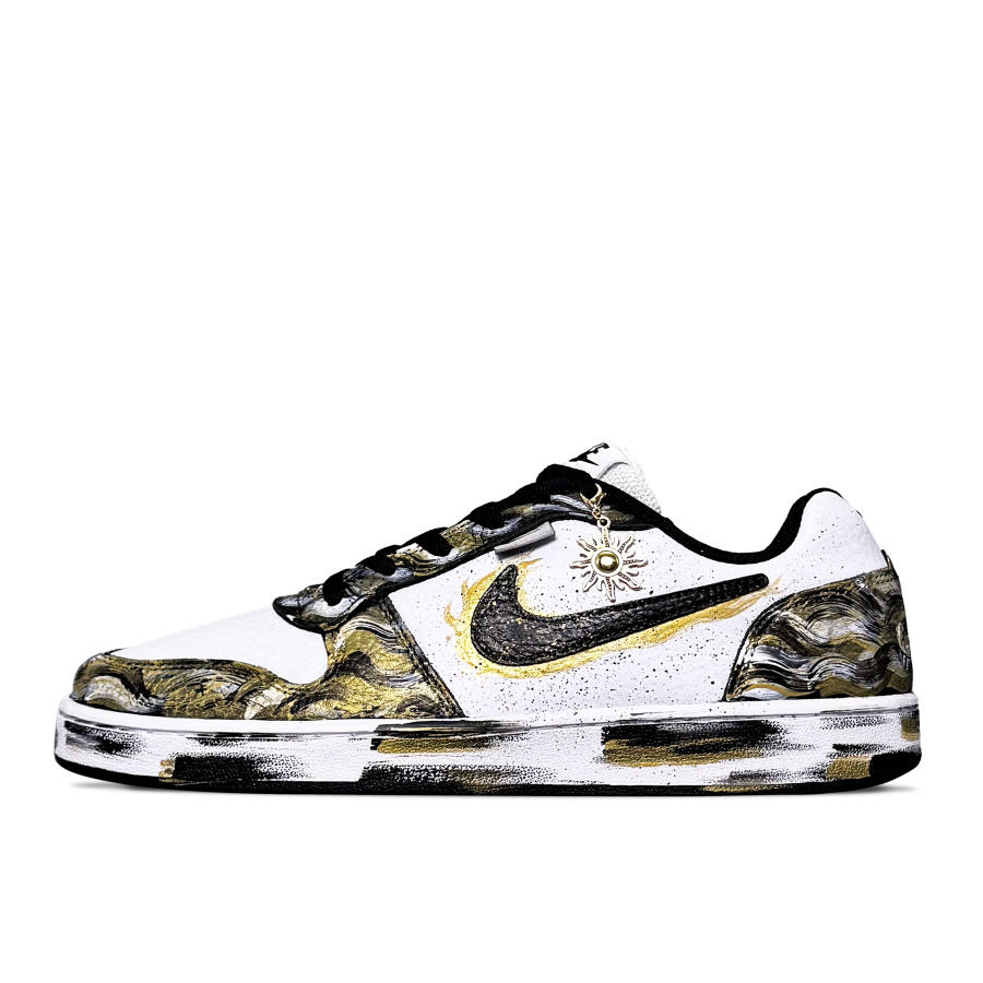Nike Nike EBERNON Ultimate Tarot Abrasion Resistant Low top Skateboard Shoes Men's Black Gold