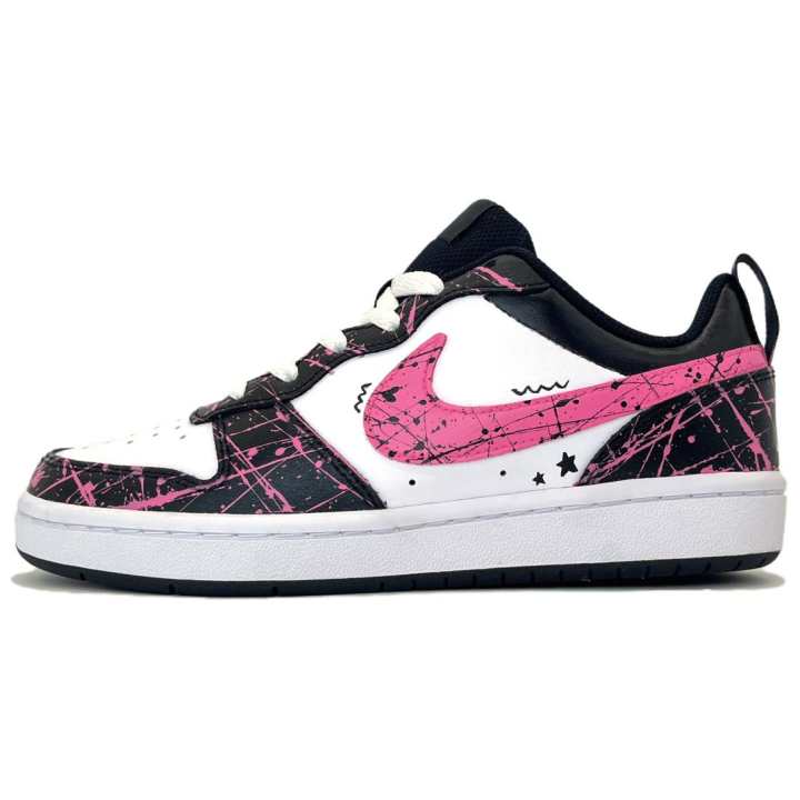 Nike Nike Court Borough Slip Resistant Abrasion Resistant Low top Skateboard Shoes GS Black White Pink