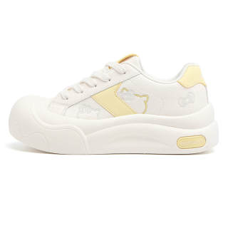 RENBEN Abrasion Resistant Height Increasing Slip Resistant Low top Skateboard Shoes Women's Beige Yellow