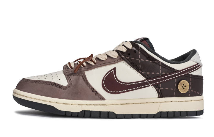 Nike Nike Dunk REGO Hot Dog, Ancora Plaid Cushioning Low top Skateboard Shoes Men's Red Brown