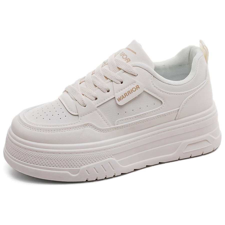 Warrior Synthetic Leather Slip Resistant Abrasion Resistant Low top Skateboard Shoes Women's Beige