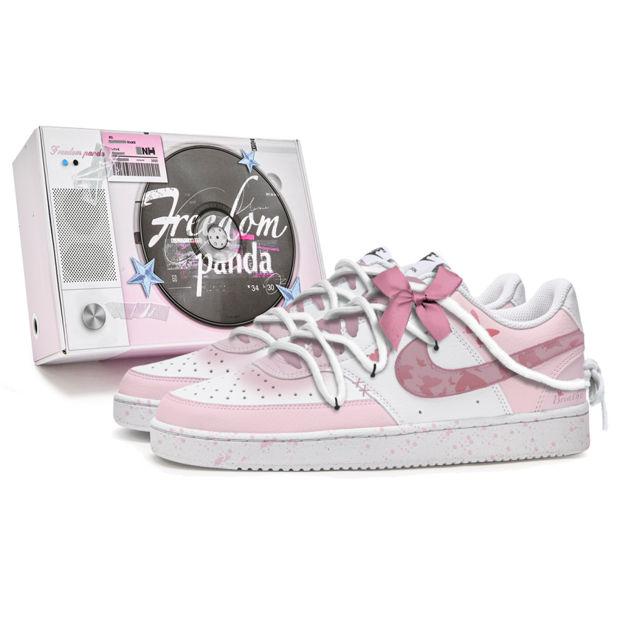 Nike Nike Court Vision 1 Slip Resistant Abrasion Resistant Low top Skateboard Shoes Men's Pink White