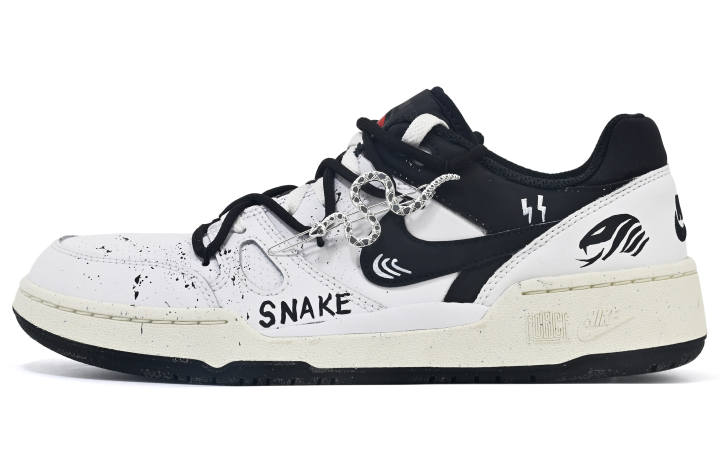 Nike Nike Full Force Slip Resistant Abrasion Resistant Low top Skateboard Shoes Men's Black White