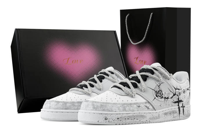 Nike Nike Court Vision Gray Night Rose, Heart Box Abrasion Resistant Low top Skateboard Shoes Men's Light Gray