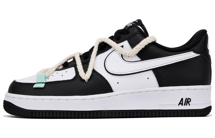 Nike Nike Air Force 1 Slip Resistant Abrasion Resistant Low top Skateboard Shoes GS Black White Blue