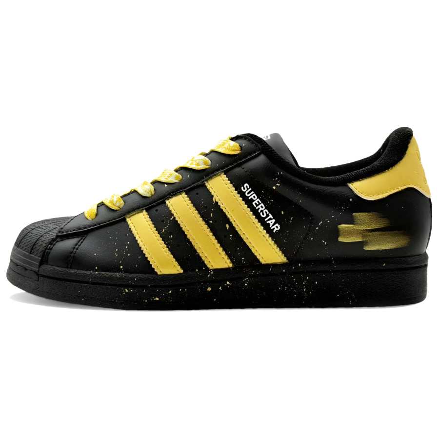 Adidas Originals Superstar 2 Abrasion Resistant Low top Skateboard Shoes Unisex Black Gold