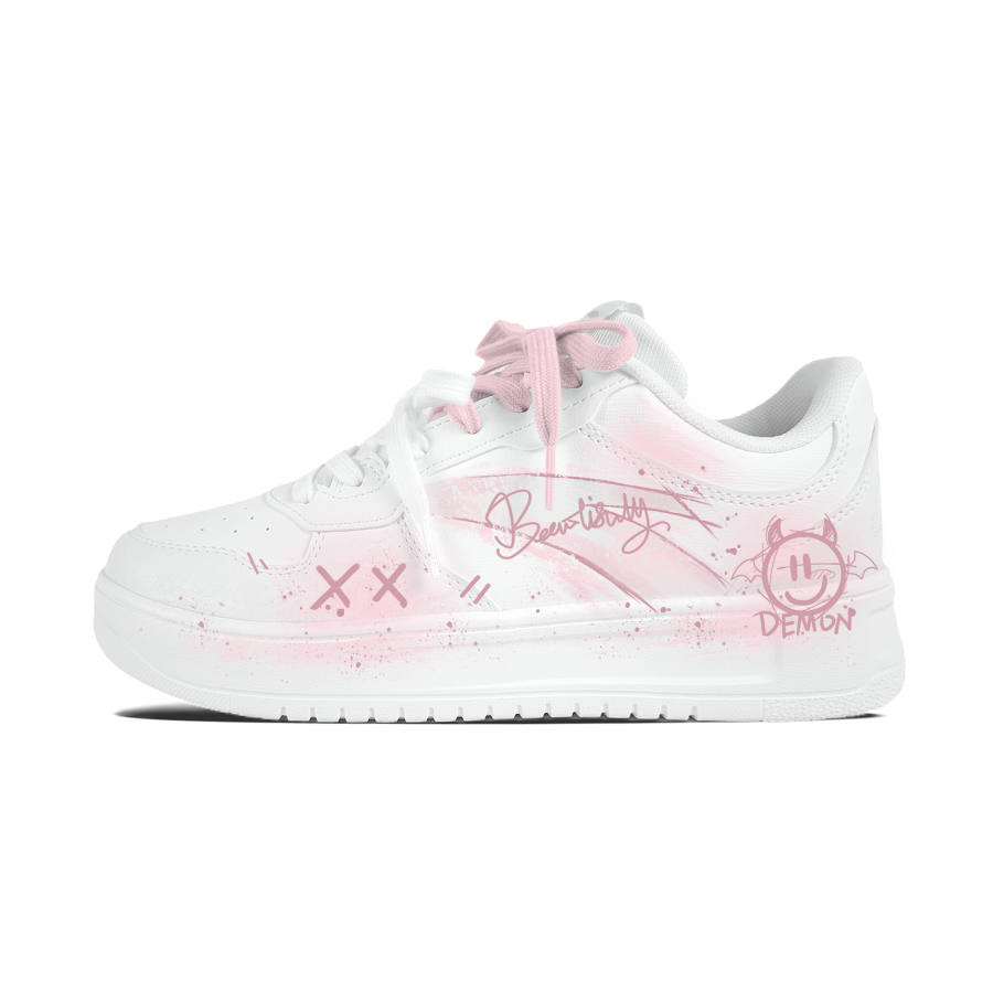 Anta Easy Slip Resistant Abrasion Resistant Low top Skateboard Shoes Unisex Pink White