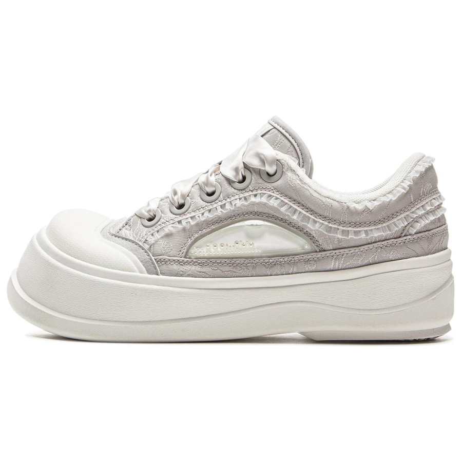 Li-Ning Li Ning Honey Slip Resistant Abrasion Resistant Low top Skateboard Shoes Women's White Gray