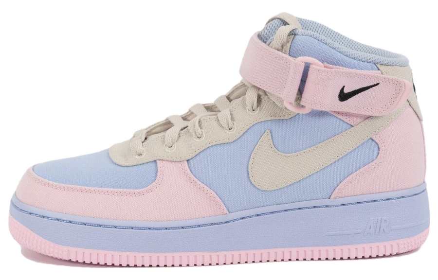 Nike Nike Air Force 1 Slip Resistant Cushioning Abrasion Resistant Mid top Skateboard Shoes Women's Blue Pink