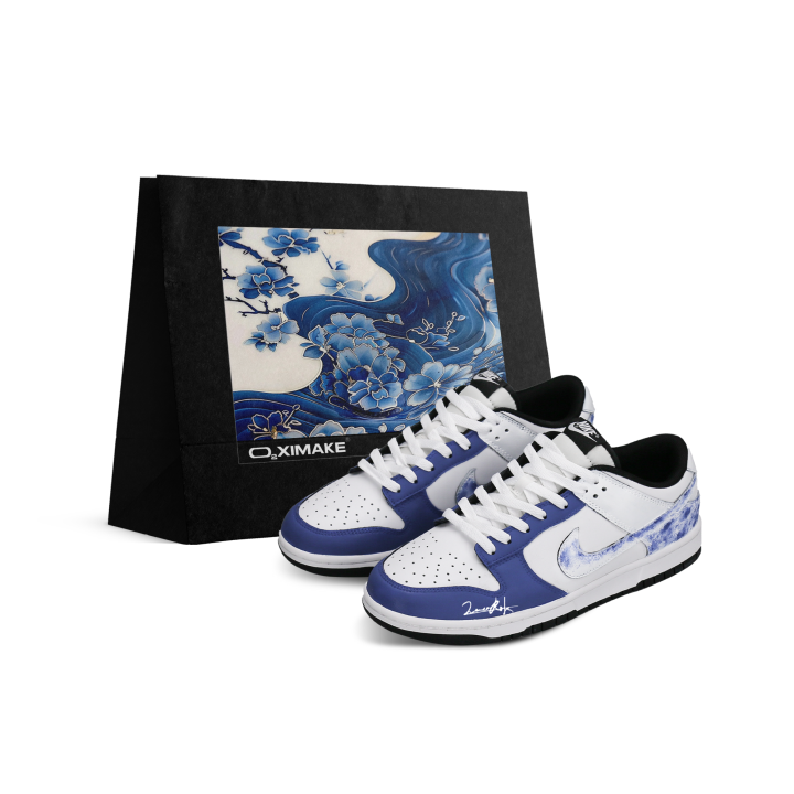 Nike Nike Dunk Low top Skateboard Shoes Unisex Black White Blue