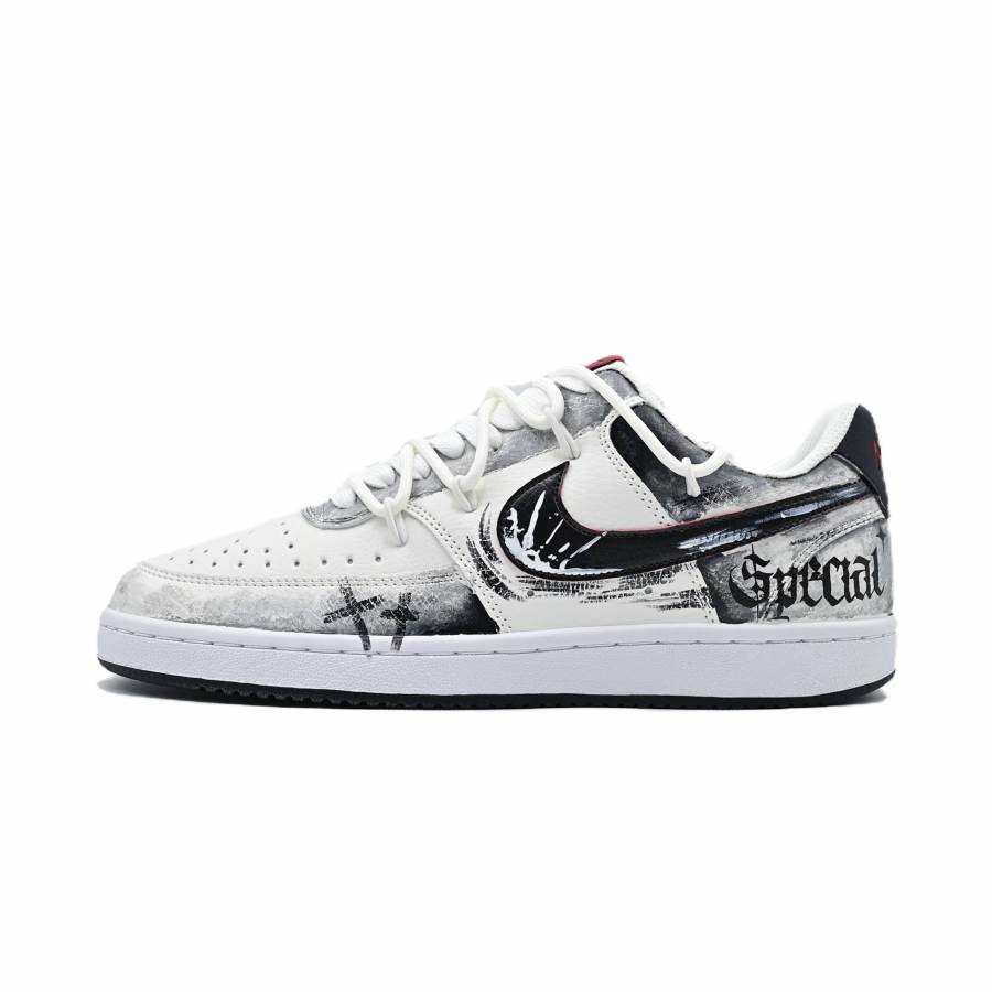 Nike Nike Court Vision 1 Old Street Promise Abrasion Resistant Low top Skateboard Shoes Men's Black White