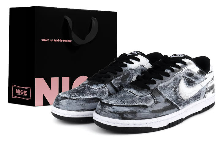 Nike Nike Big Abrasion Resistant Abrasion Resistant Low top Skateboard Shoes Men's Black White Gray