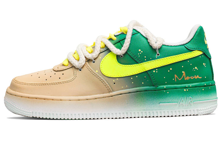 Nike Nike Air Force 1 Low Slip Resistant Abrasion Resistant Low top Skateboard Shoes Women's Yellow Green