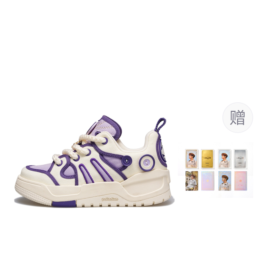 Palladium Fruit Charm Shoes Height Increasing Abrasion Resistant Low top Skateboard Shoes Unisex Purple