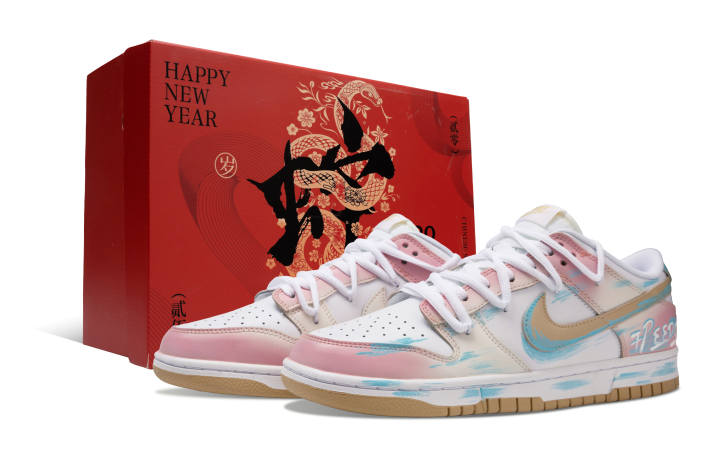 Nike Nike Dunk Slip Resistant Abrasion Resistant Low top Skateboard Shoes Men's Pink Blue White