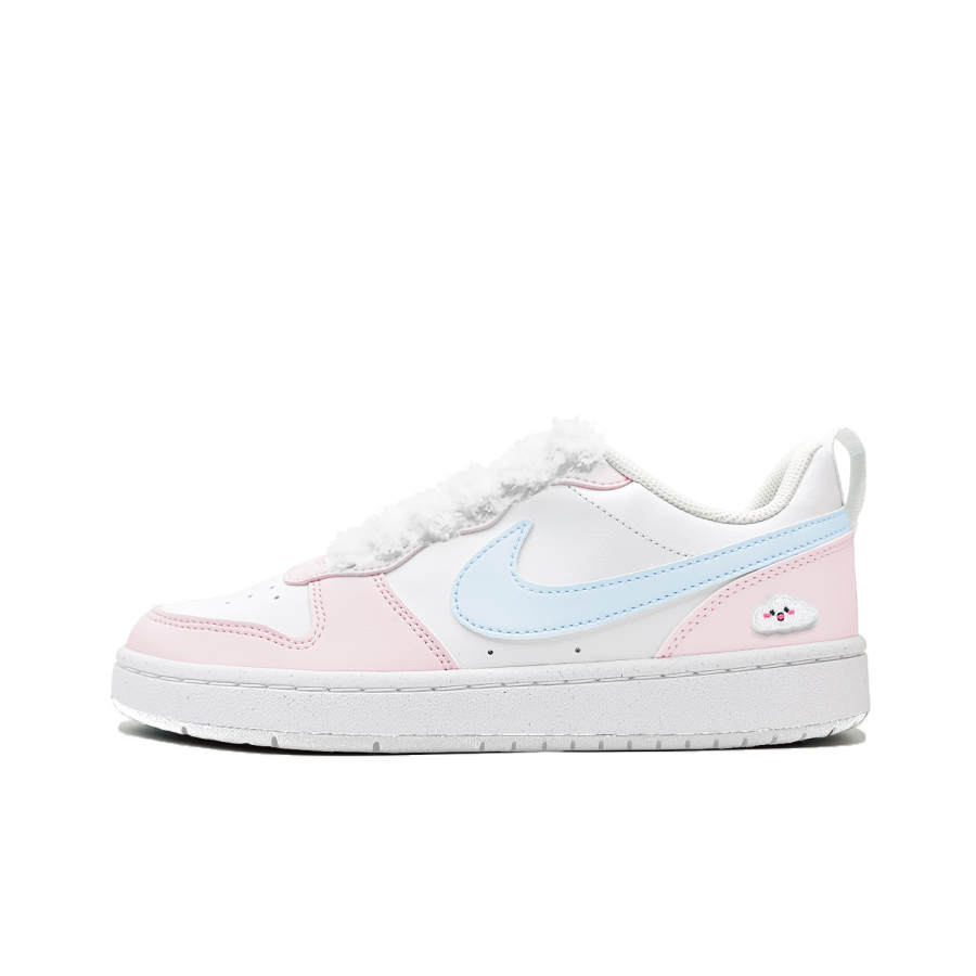 Nike Nike Court Borough White Moonlight Slip Resistant Shock Absorbers Low top Kids' Skateboarding Shoes Women's Blue