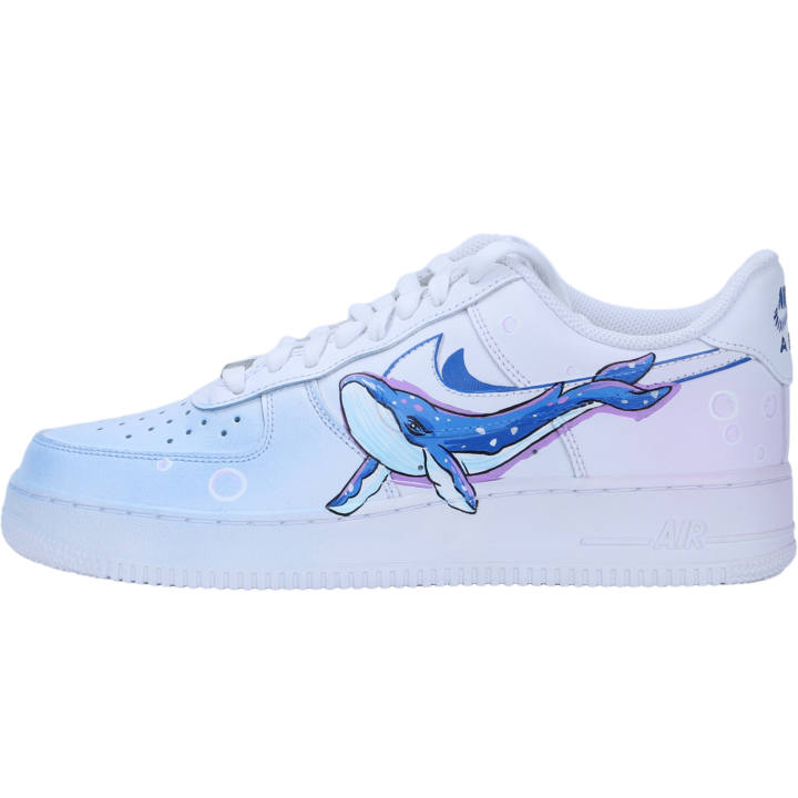 Nike Nike Air Force 1 Low 07 Leather Slip Resistant Abrasion Resistant Low top Skateboard Shoes Men's White Blue
