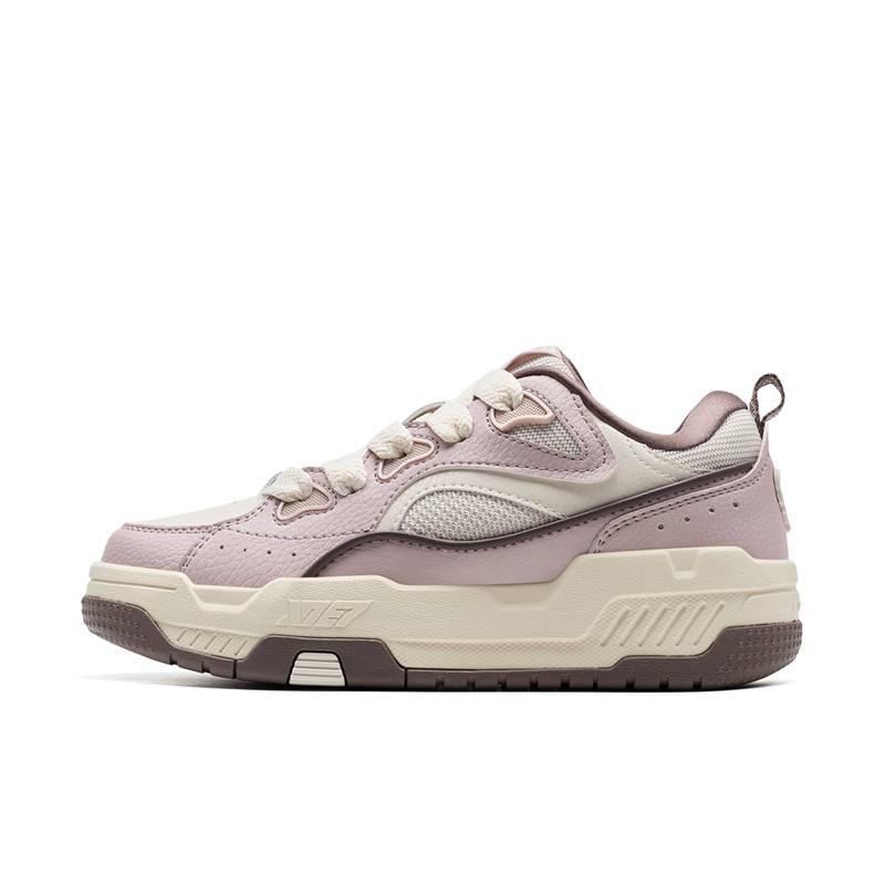 XTEP Reverse Cushioning Lightweight Height Increasing Low top Skateboard Shoes Women's Arctic Pink/White Sand Gray